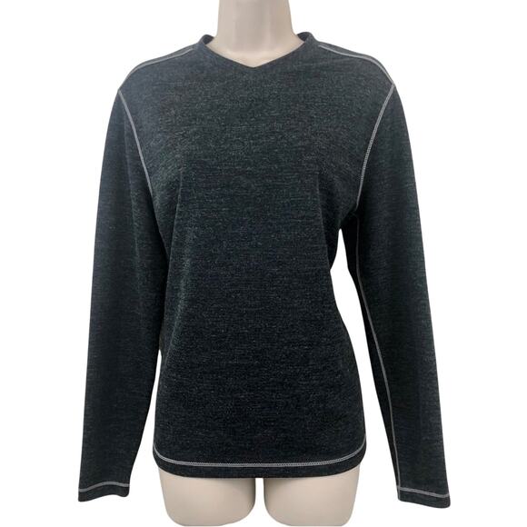 Boca Classics Reel Legends Black Long Sleeve Activewear Top White Top Stitching - Picture 12 of 16